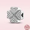925 Sterling Silver for pandora charms authentic bead Pendant women Bracelets bead Silver Shiny CZ Heart Clip Charm Flower