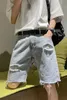 Jeans masculino Shorts jeans perfurado Verão masculino solto Moda Calças esportivas Basquete Outwear fino Casual Capris