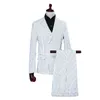 Men's Suits White Red Double Striped Navy Blue Suit Tuxedo Men's Wedding Party Dress Jacket And Pants Fashion Slim Men Blazer Coat