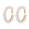 Boucles d'oreilles cerceau perles de verre pour femmes cuivre cercle femme boucle d'oreille mode fête mariage bijoux Pendientes Mujer 2023