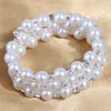 Strand Multi Couches À La Main Élastique Cristal Perle Bracelets Large Bracelet Pour Les Femmes De Mariage Bijoux Cadeau