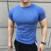 T-shirts pour hommes Hommes d'été à manches courtes Fitness T-shirt Running Sport Gym couleur unie séchage rapide T-shirt Workout Casual Qualité Tops Vêtements 230609