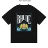 22SS Camisetas Masculinas Camisetas Femininas de Designer Rhude Estampadas Fashion Man T-shirt TopQuality US Size S-XL CIPE