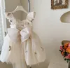 Girl's Dresses Retail Baby Girls Fairy Boutique Back Big Bow Flower Dress Princess Kids Sweet Party Birthday Dress Holiday 2-7 T 230609
