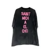 B3BU Nowy styl koszulki dla mężczyzn i kobiet projektantka mody Saint Michael Cho Streszczenie postaci Photo Photo Wzór starego wina z krótkim rękawem
