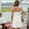 Vestidos Casuais Wepbel Summer Backless Sexy Mini Dress Cor Sólida Slip Women Grande Swing A-line Spaghetti Strap Low Cut