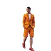 Men's Suits Street Style Orange Fashion Male Blazer Tailored Notch Lapel Bridegroom Wedding Wear Men's Summer Trendy 2 Pieces Slim Fit