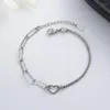 Lien Bracelets V Style Coeur Bracelet Pour Femmes Tempérament Argent Couleur En Acier Inoxydable Chaîne Fille De Mode Bijoux Anniversaire Gi