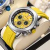 Wristwatches 2023 Luxury Wrist Watches Mens Fashion Mark Fairwhale Yellow Silicone Strap Waterproof Chronograph Quartz Watch