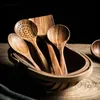 Herb Spice Tools Thailand Teak Natural Wood Tableware Spoon Ladle Turner Long Rice Colander Soup Skimmer Cooking Spoons Scoop Kitchen Tool Set 230609