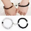 Bracelets à liaison chaîne 2pcs / set perles bracelet pour les amoureux de la distance de pierre naturelle aimant coeur couple amitié bijoux de mode bijoux cadeaux sl636