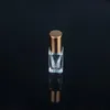 Bottiglie di profumo di olio essenziale da 3 ml Rotolo di vetro trasparente quadrato su bottiglia con rullo in acciaio inossidabile con tappo in oro / argento Dimdt