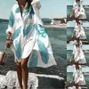 Casual Dresses 2023 Loose Women's Beach Cover Dress Swimewear Up Shirt Printing White Boho Office Lady