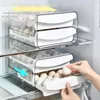 Bouteilles de stockage réfrigérateur boîte à oeufs Double couche Type de tiroir ménage cuisine alimentaire bacs empilables support en plastique transparent