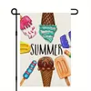 Sommer-Eiscreme-Gartenflagge, 30,5 x 45,7 cm, doppelseitig, saisonales Schild, Außendekoration, Hof, Sackleinen, kleine Flaggen