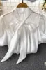 Women's Blouses Blusas Femininas Elegantes Chiffon Bow Blusa De Mujer Formales Para Oficina Puff Sleeve Blouse Women Korean Fashion Dropship
