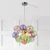 Chandeliers Glossy LED Decor Indoor Hanging Lighting Dining Living Bedroom Pendant Lamps Post-modern Colorful Glass Ball