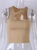 Damen Tanks Camis Cut Out Sexy Crop Off Schulter Solide Dünne Sport Kurze Tops Frauen Tank Unregelmäßigen Sommer Rohr Tops 230609