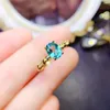 Clusterringe Natural Paraiba Turmaline Ring 925 Silber zertifiziert 6x8mm Grüne Edelstein -Weihnachtsgeschenk für Mädchen kostenloses Produkt