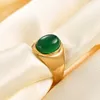 Vintage Gemtone Rings for Women Män Rostfritt stål Single Turquoise Tiger Eye Stone Rings smycken Present till Business Elite Pojkvän Dad YW198CG1508