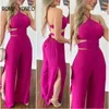 Kobiety Jumpsuits Rompers Women Elegancki seksowny seksowny kantar Cami uprawa top o wysokim mułu elastyczna talia seksowny roboczy kombinezon 230609