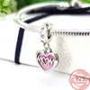 925 Sterling Silver for Charms Authentic Bead Pendant Women Bracelets Beads Murano Glass Beads Lovely Pink Heart Earphone