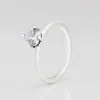 Cluster Rings Authentic 925 Sterling Silver Clear Heart Solitaire Fashion Ring For Women Gift DIY Jewelry