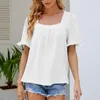 Women's Blouses Women Tops Pleated Fine Sewing Dressing Up Summer Casual Loose Tee Top Daily Garment