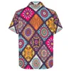 Men's Casual Shirts Bohemian Mandala Vacation Shirt Hippies Print Hawaiian Man Y2K Blouses Short Sleeve Custom Clothing Big Size 4XL