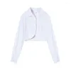 Bluzki damskie Deeptown przycięte białe koszule duże kobiety seksowne topy z długim rękawem w stylu Koreański styl Y2K Streetwear Cardigan Kpop Fashion