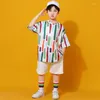 Scene Wear Children's Hip-Hop Street Dance Boys Drum Performance Suit Jazz Costumes Kort ärm Loose Hiphop Outfits DQS13089