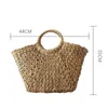 Kvällspåsar Vintage Rattan Woven Circle Straw Bag - Perfekt för stranden