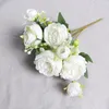 Flores decorativas branco artificial buquê de seda falso para decoração de casa, festa, decoração de casamento, faça você mesmo, dia dos namorados, acessórios