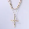 Chains Shiny Crystal Cross Pendants Necklace For Women Multilayer Gold Silver Color Tennis Choker Chain Necklaces Punk Hiphop Jewellery