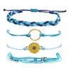 Очарование браслетов Bohemia Fashion Multi-Layer Blue Stone Tassel Crystal Gold Bracelet Женские украшения подарки