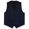 Mäns västar Dark Navy Slim Fit Vest för man Business Party Chaleco Hombre Fashion Solid Dress Sleeveless Waistcoat Blue Slitte Men's Gilet 230609
