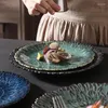 プレート日本のkiln交換セラミックプレートビンテージカラー不規則なステーキパスタディナーレストランテーブルウェアケーキデザート料理