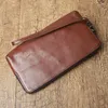 Portefeuilles Vintage décontracté en cuir véritable hommes téléphone pochette mode Simple naturel véritable peau de vache femmes fête portefeuille