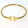 Designer V Gouden Diamant tennis Dubbele T -vormige armband Dames Jewlery topkwaliteit hart goud 925 sterling zilveren armband vrouwen cadeau 017