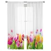 Champ de rideau de tulipes de printemps colorées voilages pour salon enfants chambre Tulle cuisine fenêtre traitement rideaux