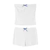 Kvinnors spårningsdräkter 2023 Sommarmode Kvinnor Vita shorts Passar Casual spets wrap Chest Vests Crop Tops Loose Short Pants Clothes Set