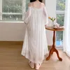 Женская одежда для сна Женская спагетти ремешок сексуально ночная рубашка белая вышивка для сна