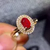 Cluster Rings KJJEAXCMY Fine Jewelry 18K Gold Inlaid Natural Ruby Female Ring Support Test