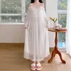 Женская одежда для сна Женская спагетти ремешок сексуально ночная рубашка белая вышивка для сна