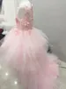 Girl Dresses Elegant Flower Dress For Wedding Princess High Low Appliques Puffy Tulle Pageant Ball Gowns