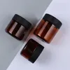 Amber Pet Plastic Cosmetic Jars Face Hand Lotion Cream Bottles With Black Screw Cap 60 ml 100 ml 120 ml Khnpl