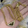 Luksusowy złoty srebrny trójkąt wisiorki naszyjnik kobiecy osobowość prad para złotego łańcucha biżuteria na szyję na prezent dla dziewczyny akcesoria kp3e