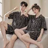 Roupa de dormir masculina 2023 verão manga curta pijama amantes algodão casal conjuntos de pijama feminino/masculino cardigã camisola roupas para casa