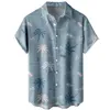 Herren-Freizeithemden, lockeres Hemd, bestickt, westliche Herrenmode und Freizeit, 3D-Digitaldruck, Schnalle, Revers, kurze Ärmel, großes T