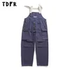 Männer Hosen Multi-Pocket Overalls Herren Streetwear Casual Lose Brief Drucken Breite Bein Hosen Overall Männer Cargo